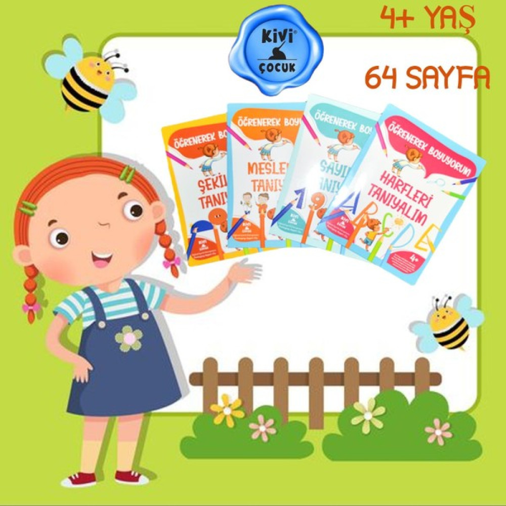 Kivi Çocuk 4+ Yaş Öğrenerek Boyuyorum Serisi 4 Lü Kitap Set Ktp Zeka Geliştirici Kitaplar Fiyatı