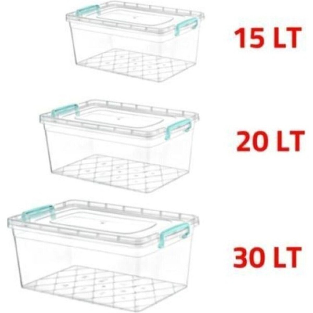 Kivi Home Saklama Kabı Plastik Kilitli Saklama Kutusu 30LT+20LT+15LT 3'lü Saklama Kapları Fiyatı