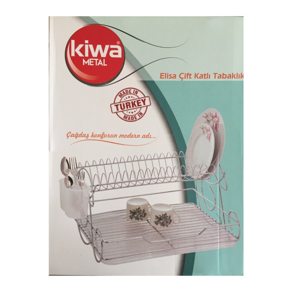 Kiwa Metal Kiwa Bulaşık Sepeti Çift Katlı Tabaklık Elisa Model Mutfak Gereçleri Fiyatı