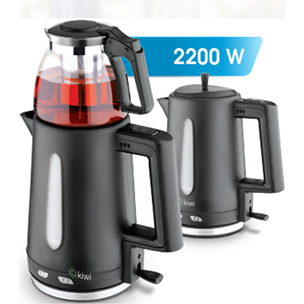 Kiwi KTM-2907 Cam Demlik Çay Makinesi Su Isıtıcı Çaycı 2200W - Siyah Çay Makineleri Fiyatı