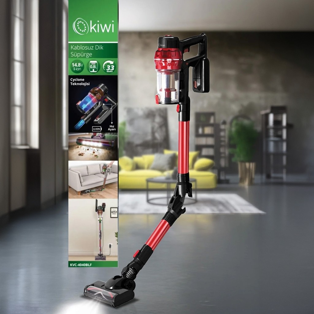 Kiwi KVC-4040BLF Şarjlı Dikey Süpürge - Kırmızı - 14,8 Volt - Montajsız Şarjlı Süpürgeler Fiyatı