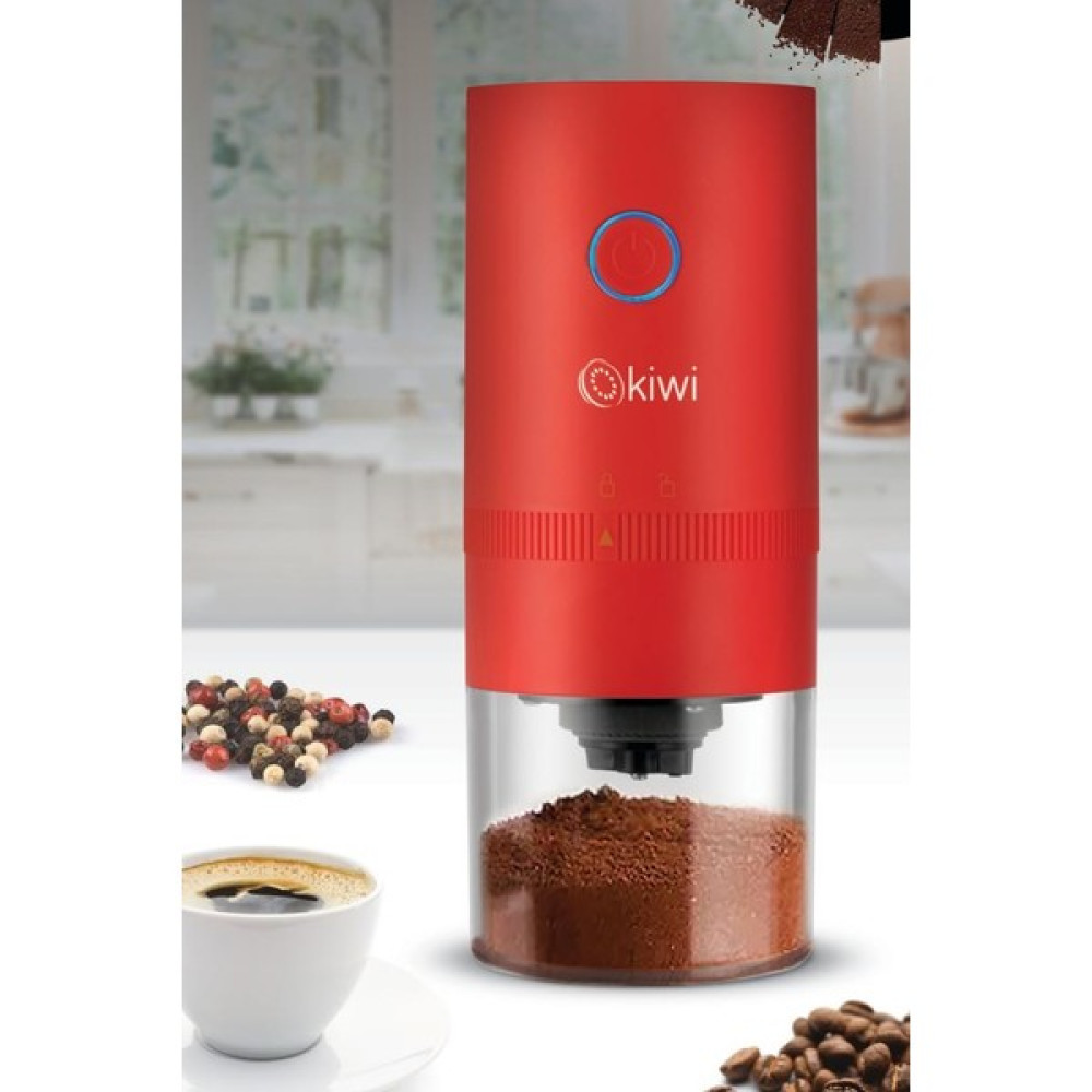 Kiwi Şarjlı Seramik Bıçaklı Kahve ve Baharat Öğütücü - Kırmızı Kahve Makineleri Fiyatı