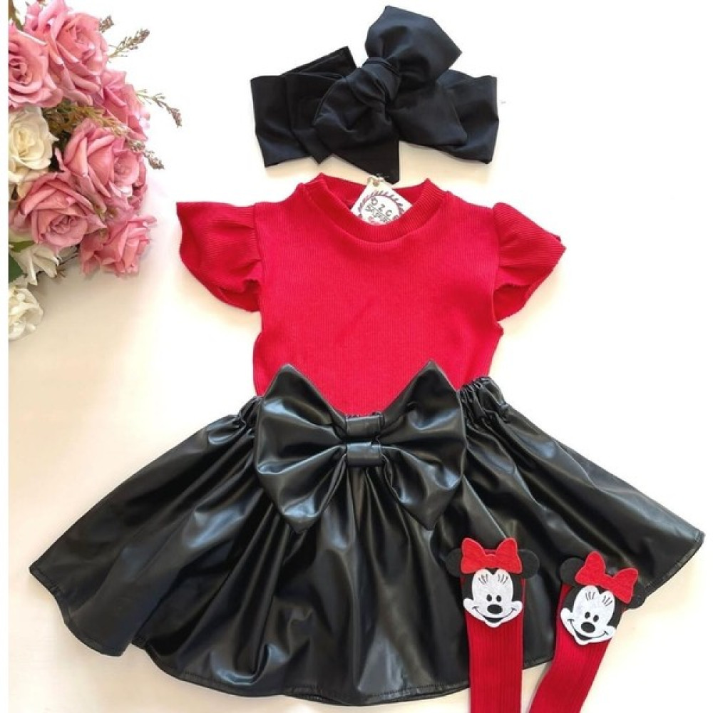 Kız Çocuk, Deri Fiyonklu Etek, Omuzları Fırfırlı Badi, Mikili Çorap, Siyah Bandana Takım, Set 6 Yaş Kız Çocuk Giyim Takımı Fiyatı