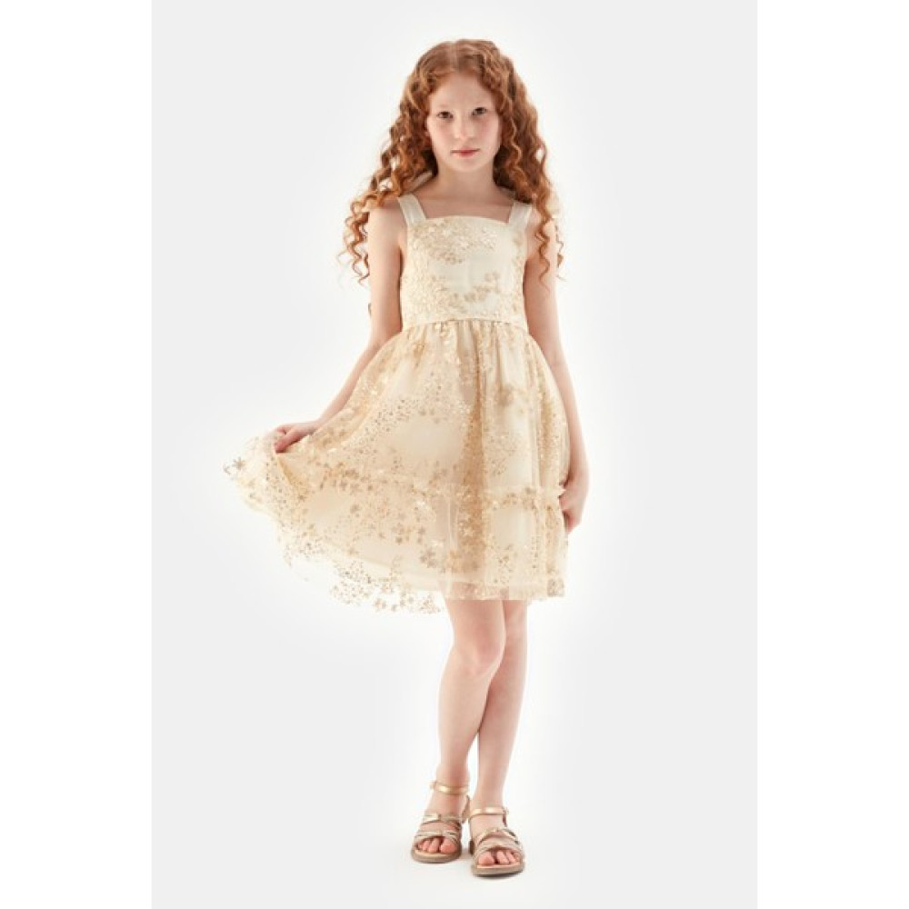 Kız Çocuk Gold Elbise 23SS0TJ4914 Kız Çocuk Elbise Fiyatı