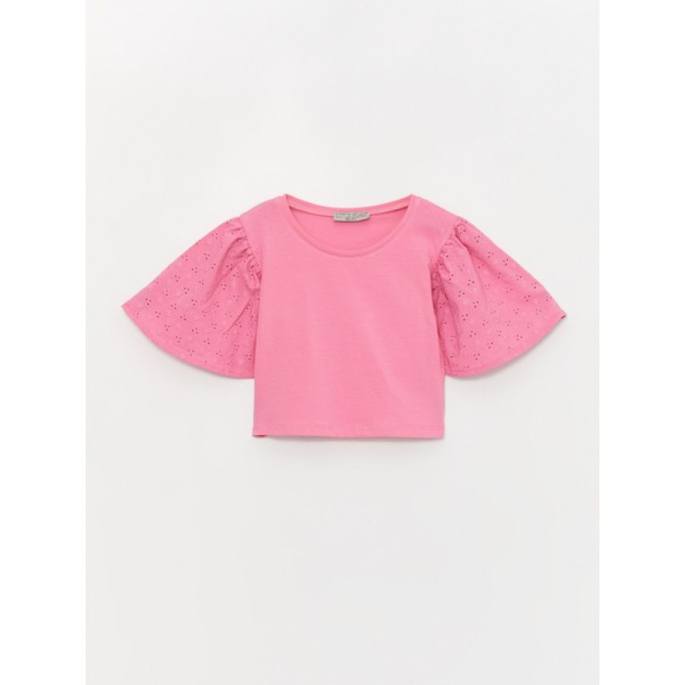 Kız Çocuk Kolu Dantelli Tişört Kız Çocuk T-shirt Fiyatı