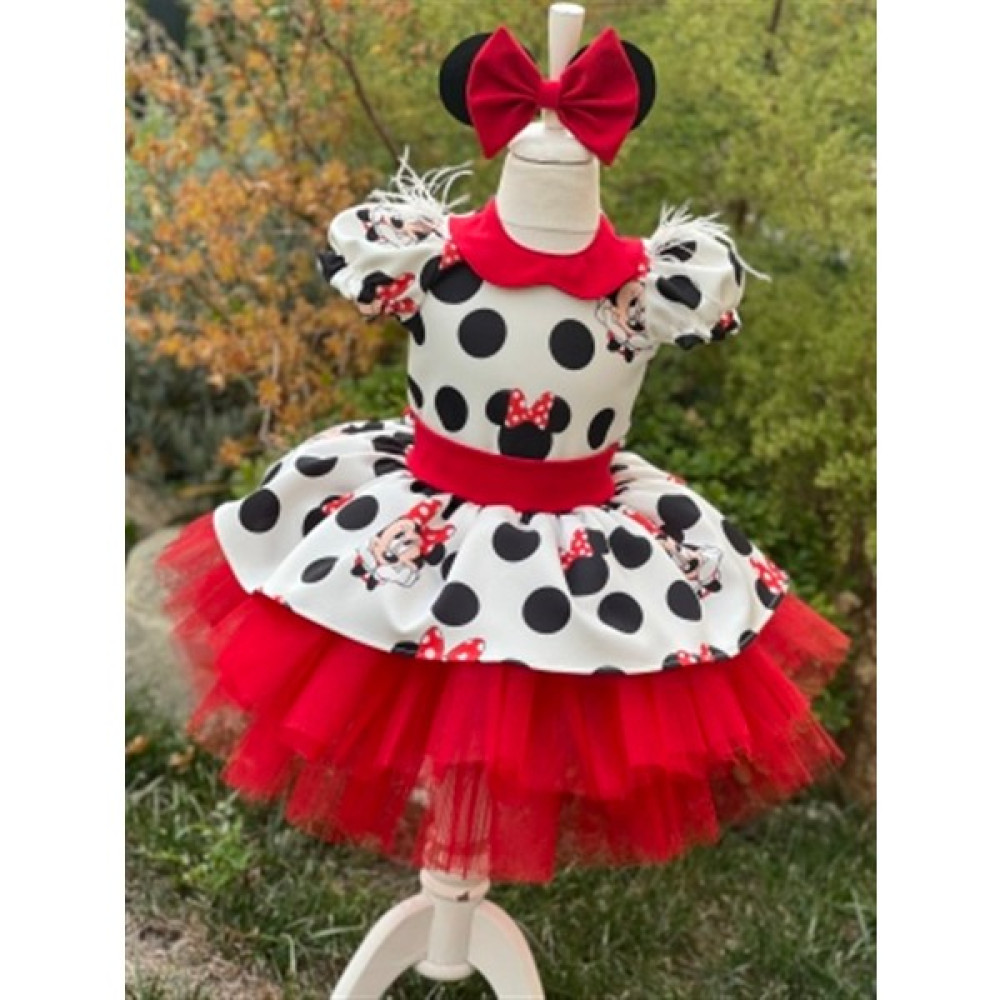 Kız Çocuk Miki Mickey Mouse Kırmızı Tüllü Kabarık Elbise Kız Çocuk Elbise Fiyatı