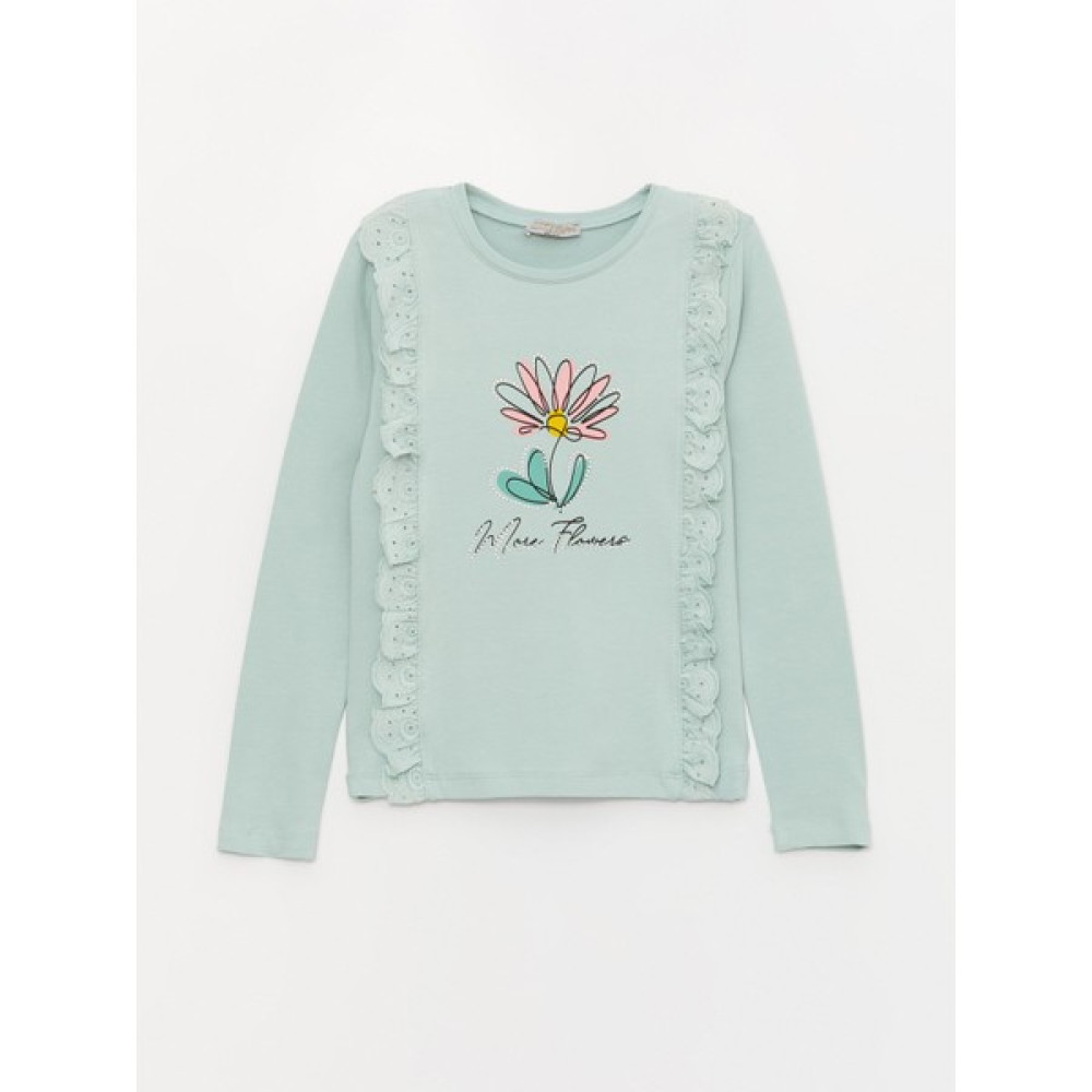 Kız Çocuk Move Flowers Dantelli Aksesuarlı SweatShirt Kız Çocuk Sweatshirt Fiyatı