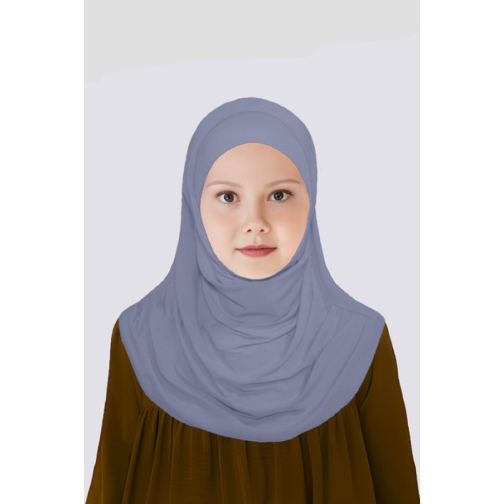 Kız Çocuk Pratik Başörtü Pamuklu Meryem Model Gri Eşarp Fiyatı
