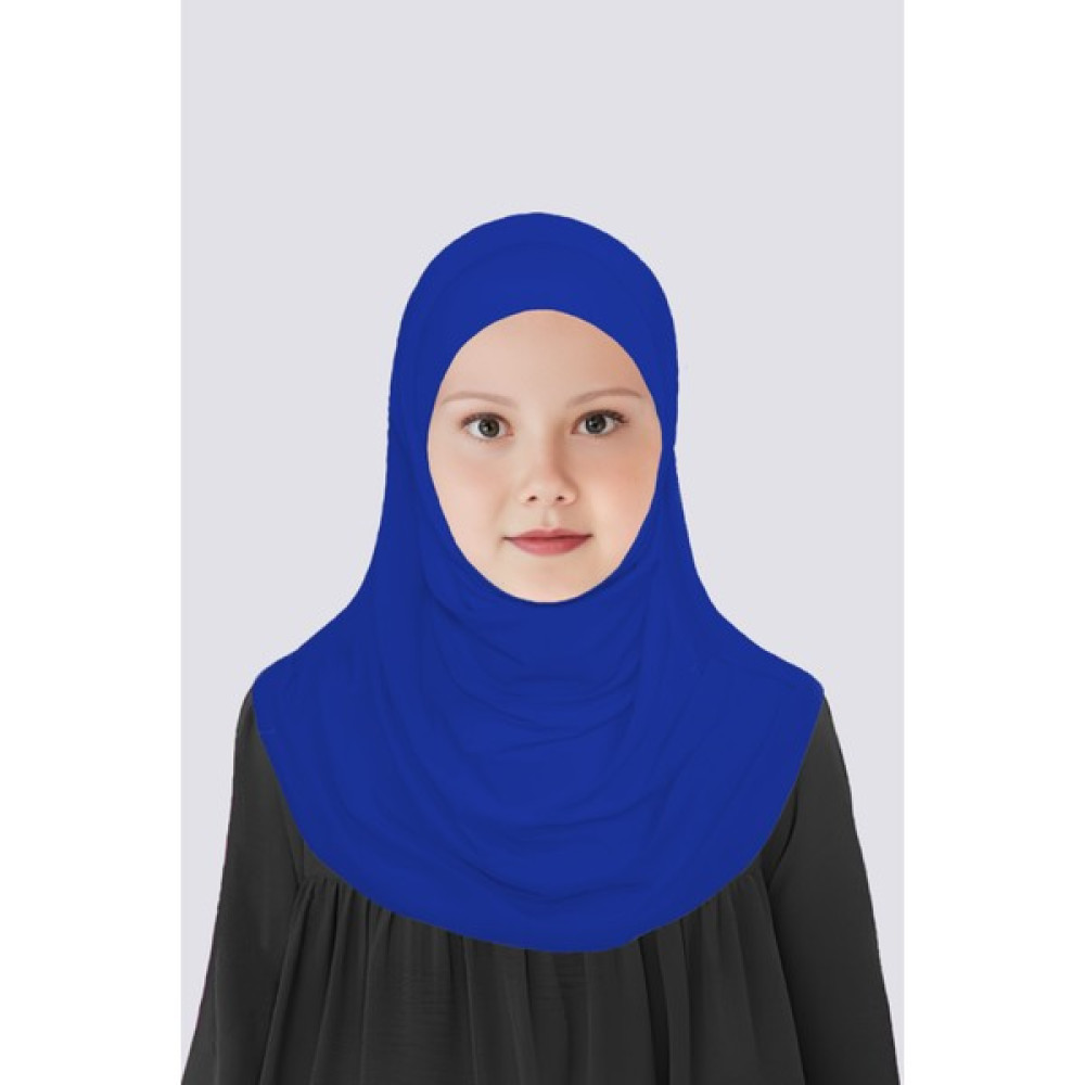Kız Çocuk Pratik Başörtü Pamuklu Meryem Model Saks Mavi Eşarp Fiyatı