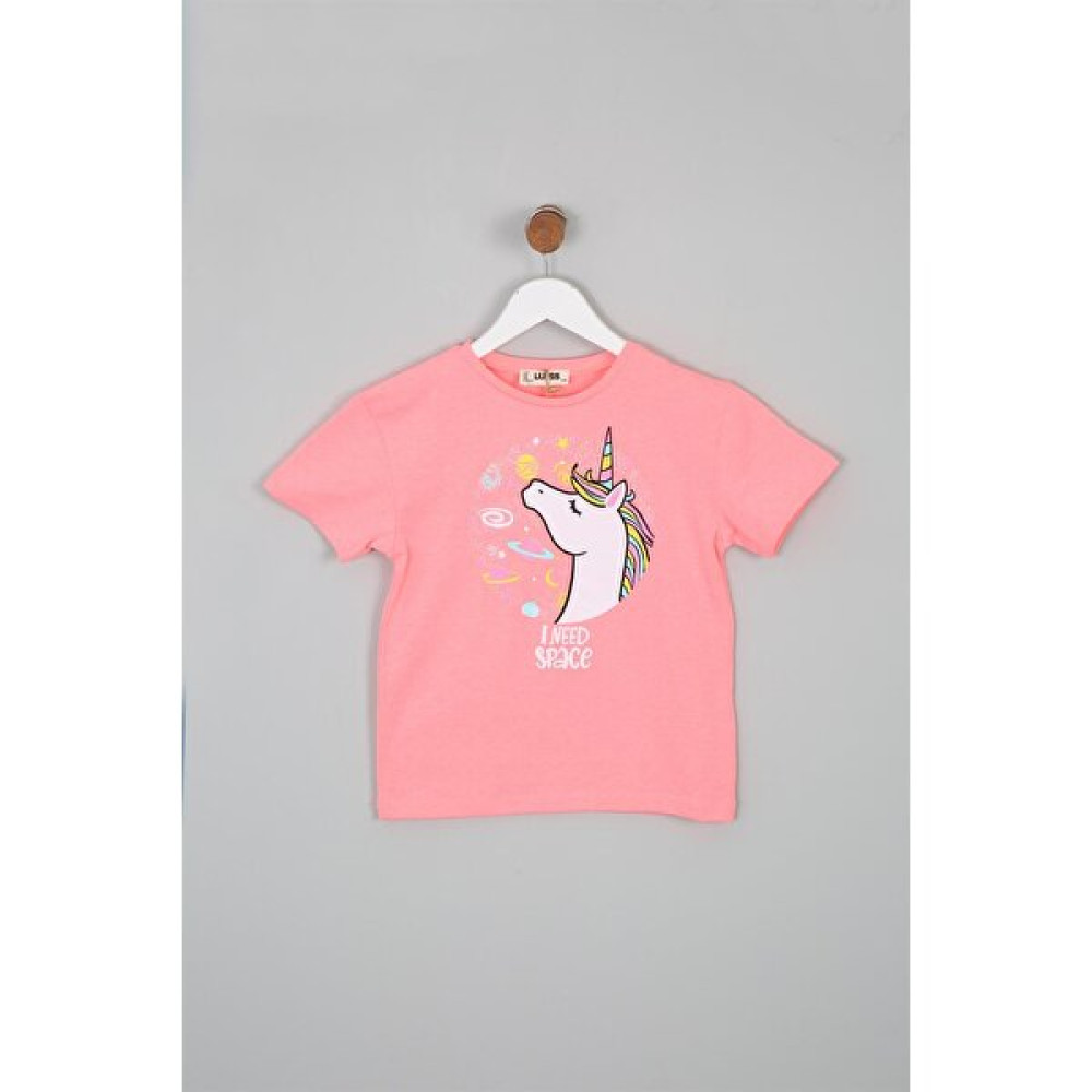Kız Çocuk Regular Fit Baskılı Kısa Kollu Tişört-NAR ÇİÇEĞİ-4-5 Yaş Kız Çocuk T-shirt Fiyatı