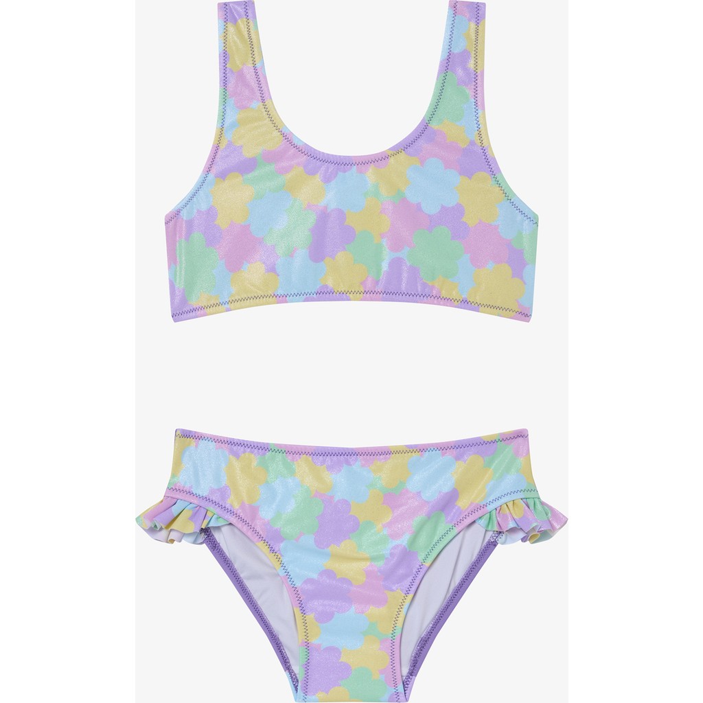 Kız Çocuk Shiny Flower Fırfırlı Halter Yaka Bikini Takımı Kız Çocuk Plaj Giyimi Fiyatı