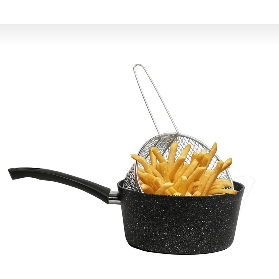 Kızartma Tavası ve Fritöz Teli – Dayanıklı Granit, Pratik Kullanım, Kolay Temizlik - Siyah Diğer Fiyatı