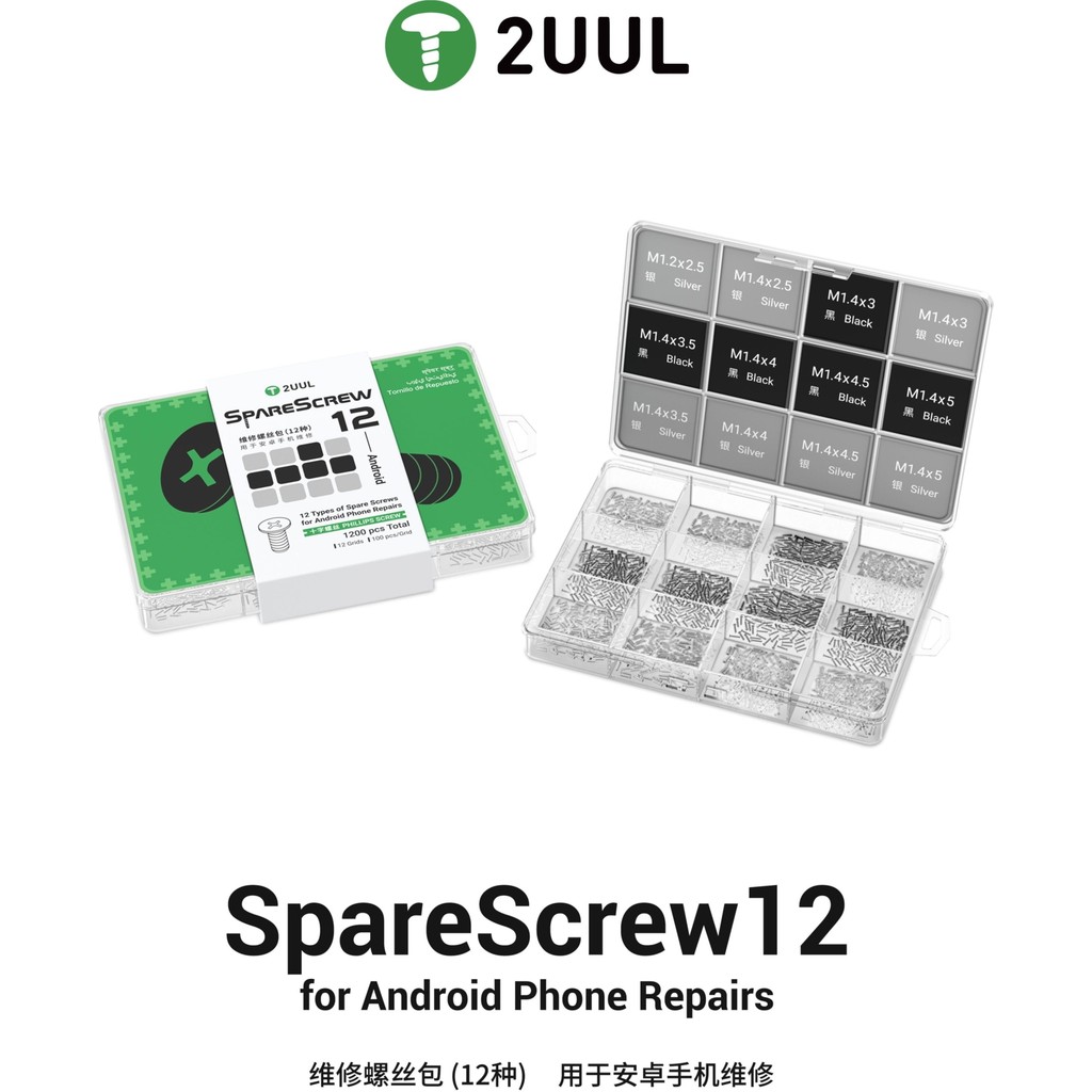 Kızılelma Teknik 2uul SC12 SPARESCREW12 Phillips Vida Seti (Çoğu Android Telefon Tamiri Için) (1200 Adet / Paket) Diğer Fiyatı