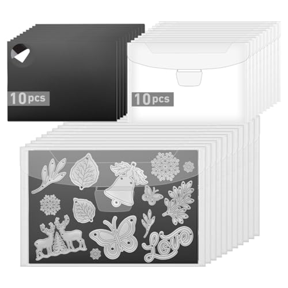 KKJCXY 20 Pcs Magnetic Sheets for Dies Storage Stamp and Die Storage Pockets Die Cut Storage for Card Making,10 Pcs Magnetic Sheets+10 Pcs Bags