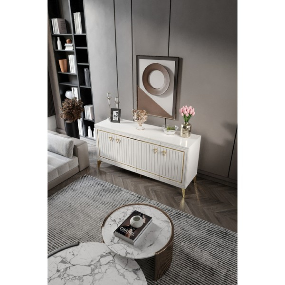Klas Konsol Mdf Mebran Kapak Ekru Gold - 160 x 80 cm Konsol Mobilya Fiyatı