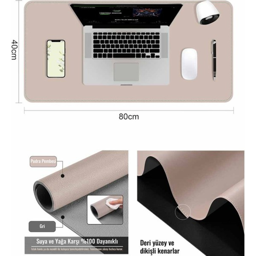 KlasseGear Klasse Çift Renk Pu Deri Masa Matı 80X40 cm Mousepad, Su Geçirmez Oto Boyaları Fiyatı