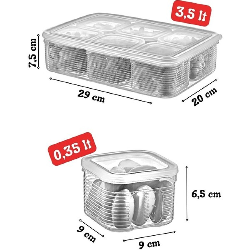 Klassy 6+1 Sızdırmaz Kapaklı Line Saklama Kabı Seti (Kahvaltı&çerezlik) - Beyaz Şeffaf Saklama Kapları Fiyatı