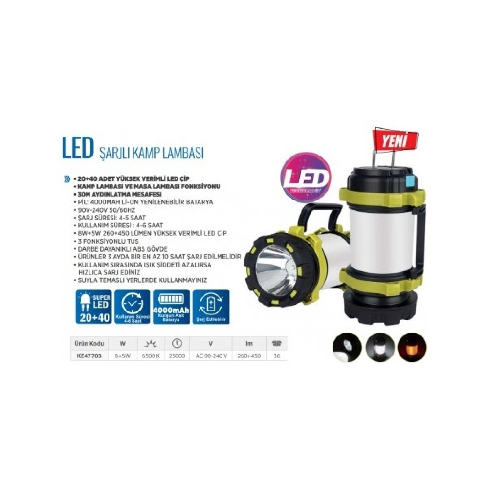 Klaus Klaus Led Kamp Lambası Ke47703 (şarjlı) Elektrik ve Aydınlatma Fiyatı