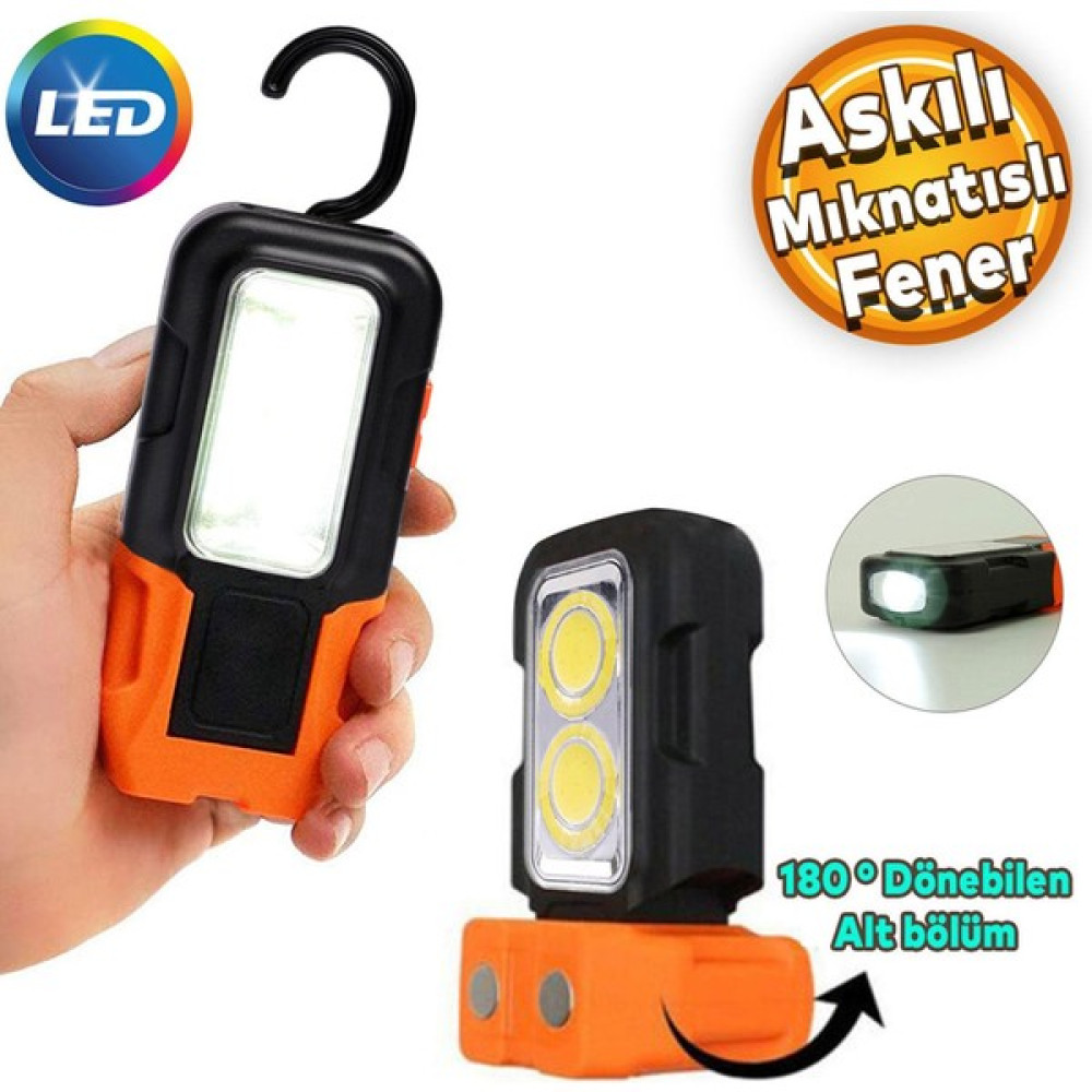 Klaus LED El Feneri Mıknatıslı Iş Lambası Askılı Işıldak Kamp Lambası Pilli Gece Lambası 3+1 W El Feneri Fiyatı