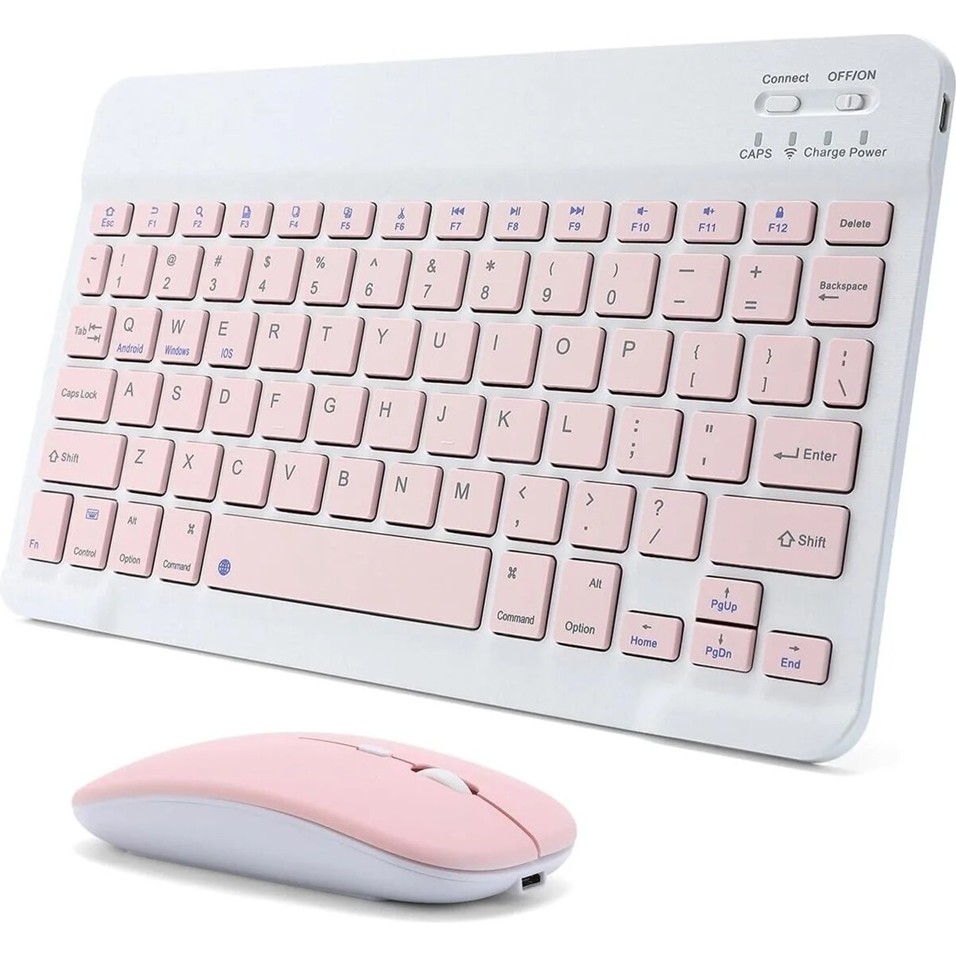 Klavye ve Mouse Seti Kablosuz Bluetooth Türkçe Q Ios/androidtablet Telefon Uyumlu Şarjlı - Pembe Klavye - Mouse Fiyatı