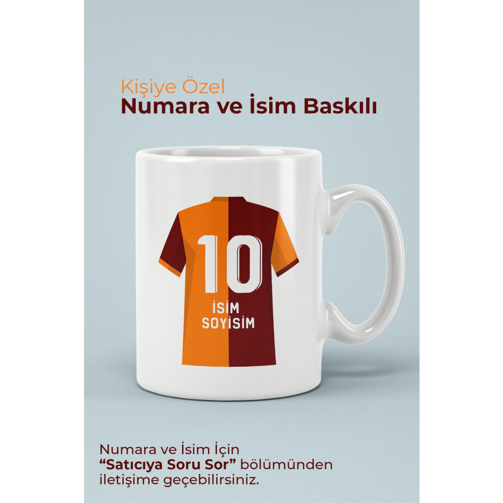 Klein Home Galatasaraylı Sarı-kırmızı Kişiye Özel Numaralı Desenli Porselen Kupa Bardak Kupa Fiyatı