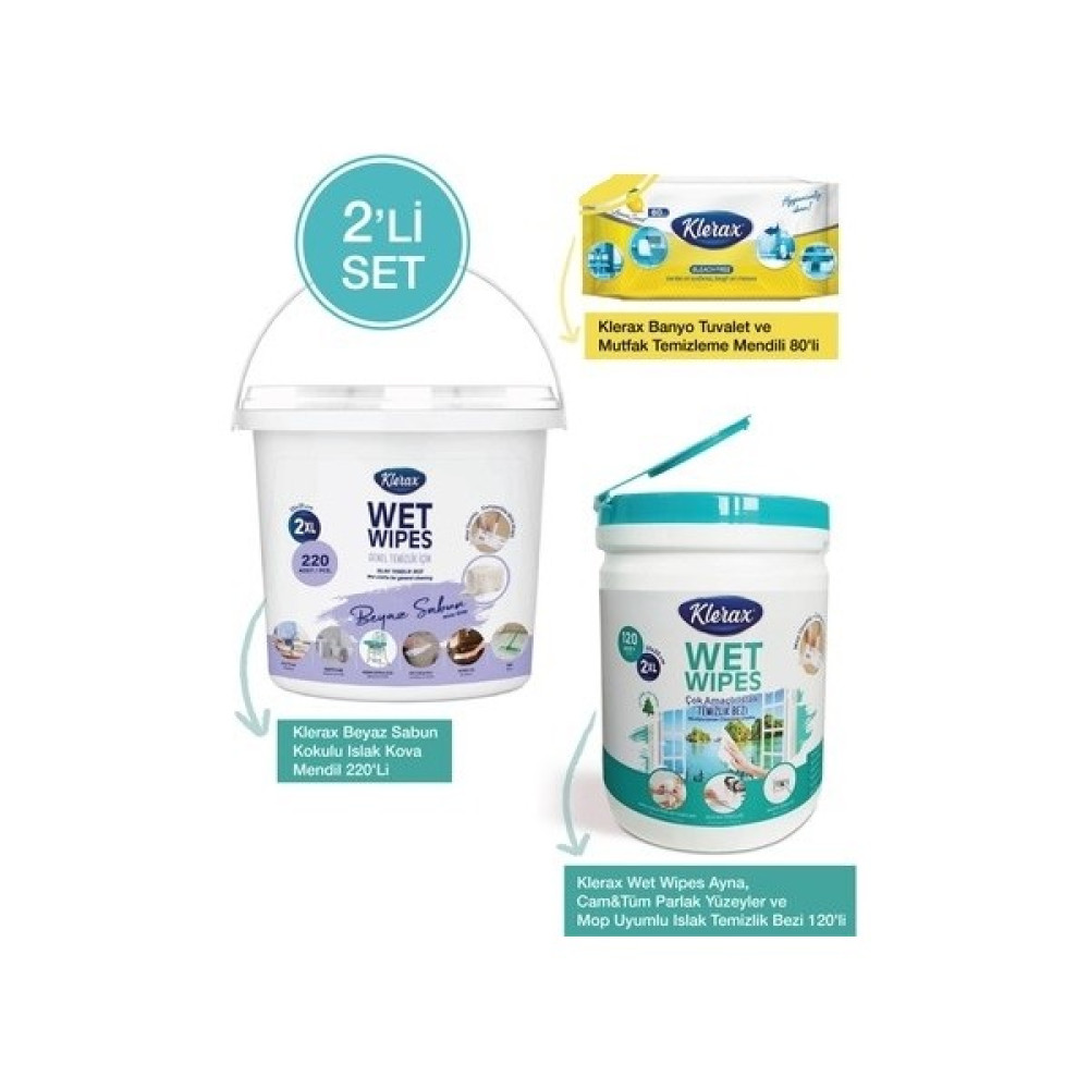Klerax Beyaz Sabunlu Islak Kova Mendil Paketi 3'lü Temizlik Malzemeleri Fiyatı
