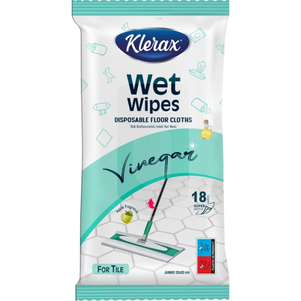 Klerax Fayans,seramik, Mermer Islak Yer Bezi Sirke Özlü Jumbo 20X30 cm 18'li - Beyaz - Standart Temizlik Malzemeleri Fiyatı