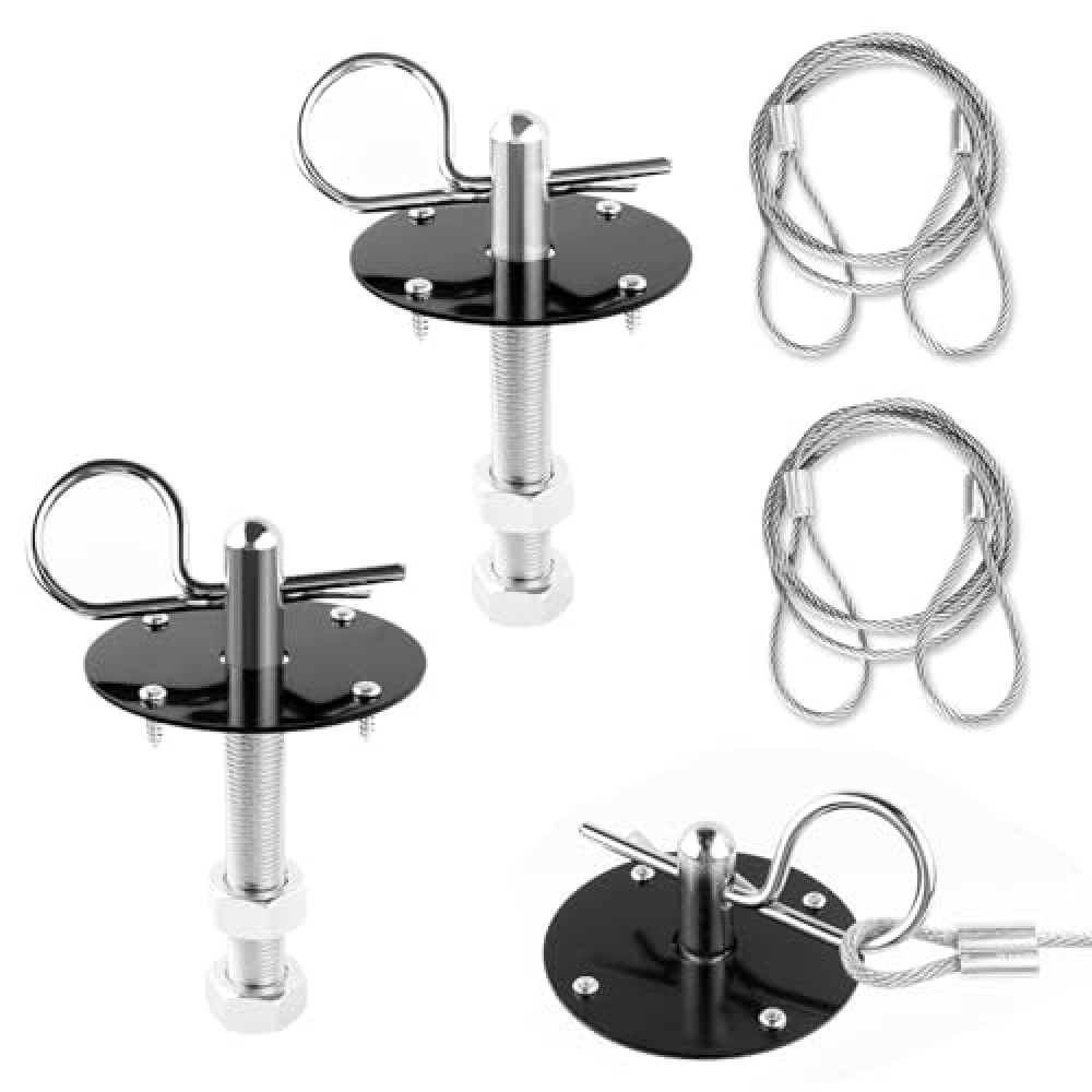 Klfte 2 Pack Trucks Hood Pin for Car, Stainless Steel Hood Pin Lock Clip with Racing Lanyard for Fixing Car Hood Cover & Reduce Shaking(Black)