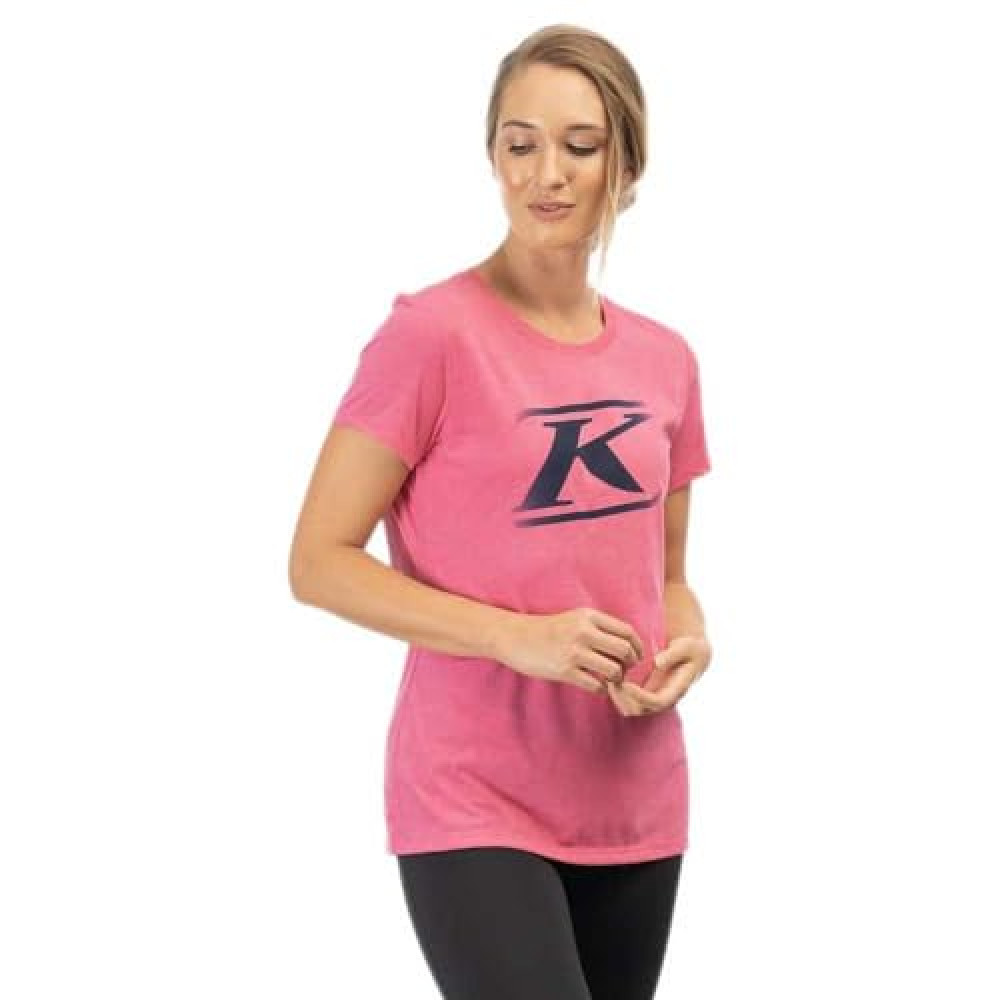 KLIM Women's Drift Tri-Blend Short Sleeve Tee Shirt Size Large - Fuchia Frost - Dress Blues