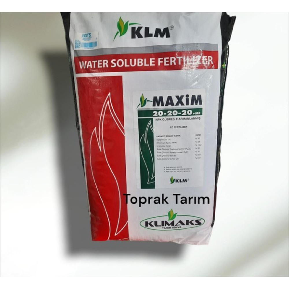 Klimaks Maxim 20-20-20 + Me Npk Gübre Suda Çözünür Damlama Gübresi 25 kg - 20 Gübre Fiyatı
