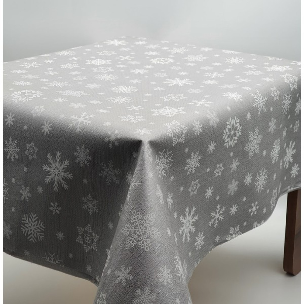 K&M Hometex Astarlı Silinebilir Pvc Muşamba Masa Örtüsü Kar Desen - Gri - 100 x 140 cm Masa Örtüsü Fiyatı