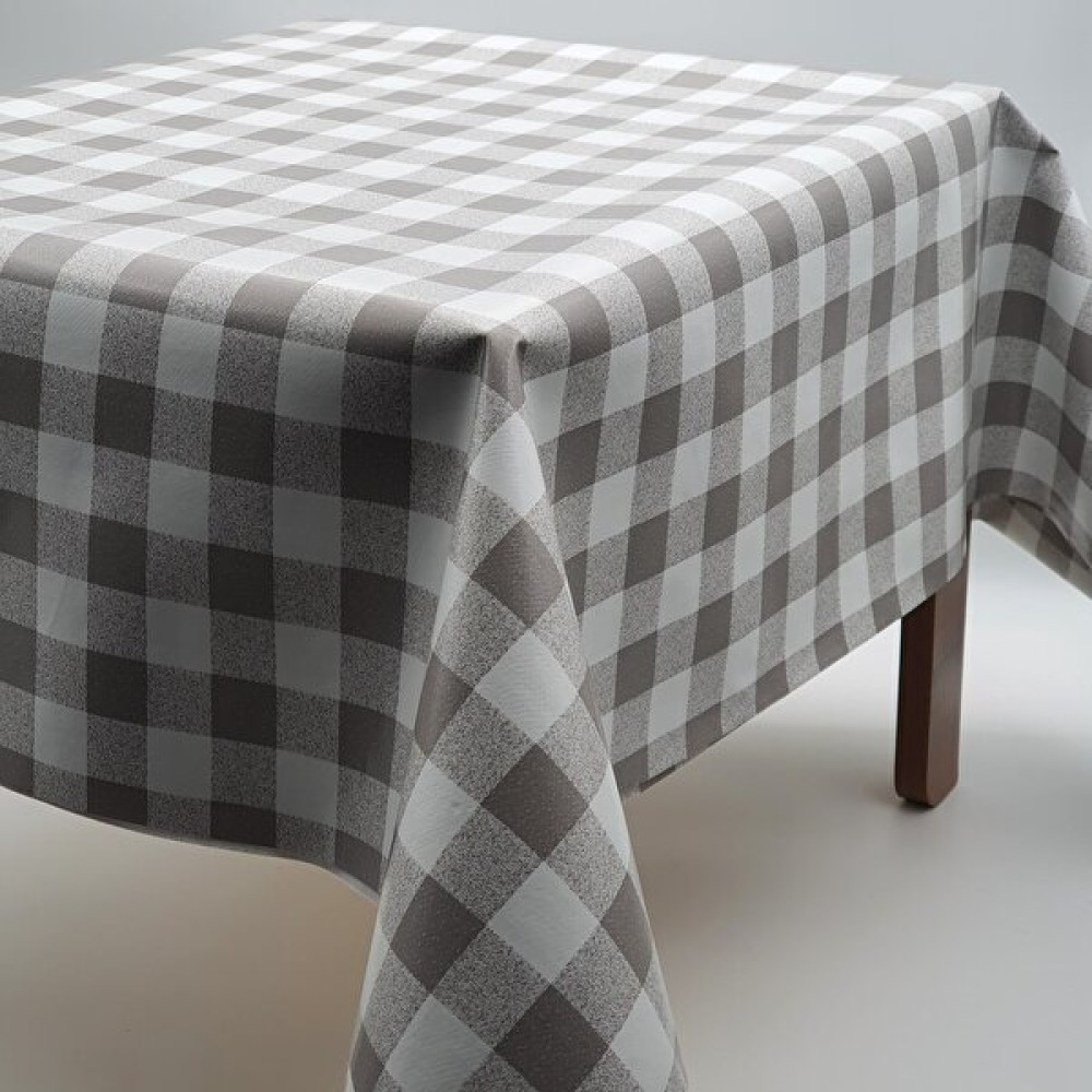 K&M Hometex Astarlı Silinebilir Pvc Muşamba Masa Örtüsü Kareli - Toprak - 140 x 220 cm Masa Örtüsü Fiyatı