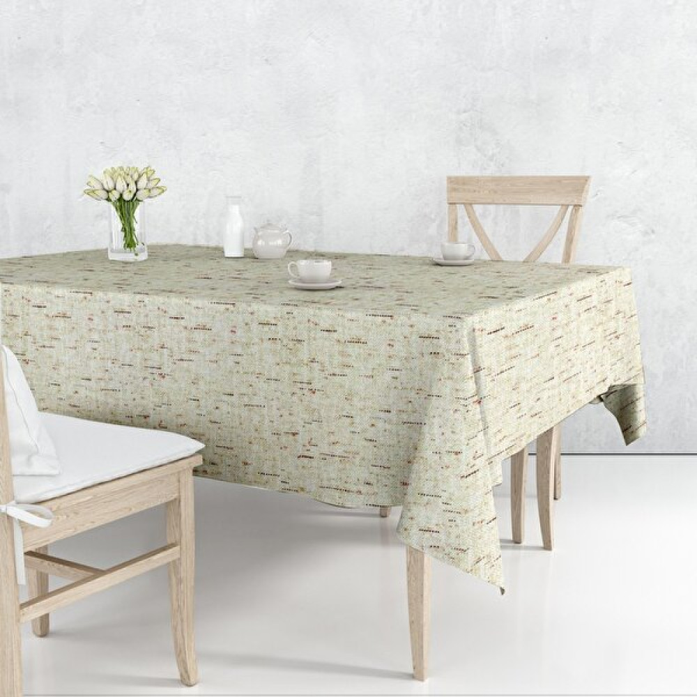 K&M Hometex Astarlı Sıvı Geçirmez Silinebilir Muşamba Masa Örtüsü Keten Desen - Kahverengi - Krem - 140 x 220 cm Masa Örtüsü Fiyatı