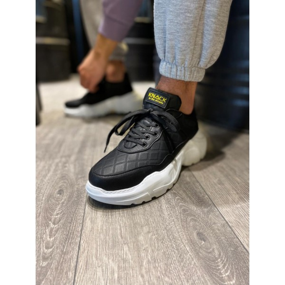 Knack Yüksek Taban Günlük Ayakkabı N75 Kapitone Siyah (Beyaz Taban) Spor Ayakkabı Fiyatı