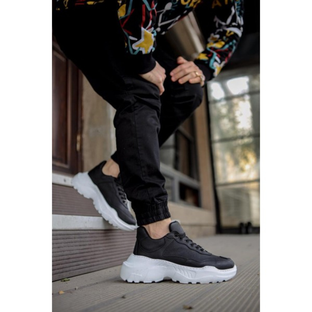 Knack Yüksek Taban Günlük Ayakkabı N75 Siyah (Beyaz Taban) Erkek Günlük Ayakkabıları Fiyatı