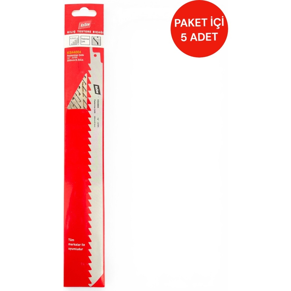 Knisaw KS44004 Kılıç Testere Bıçağı 300MM 8.5mm 3tpı Paslanmaz Çelik – Et Kemik 5'li Set Diğer Fiyatı