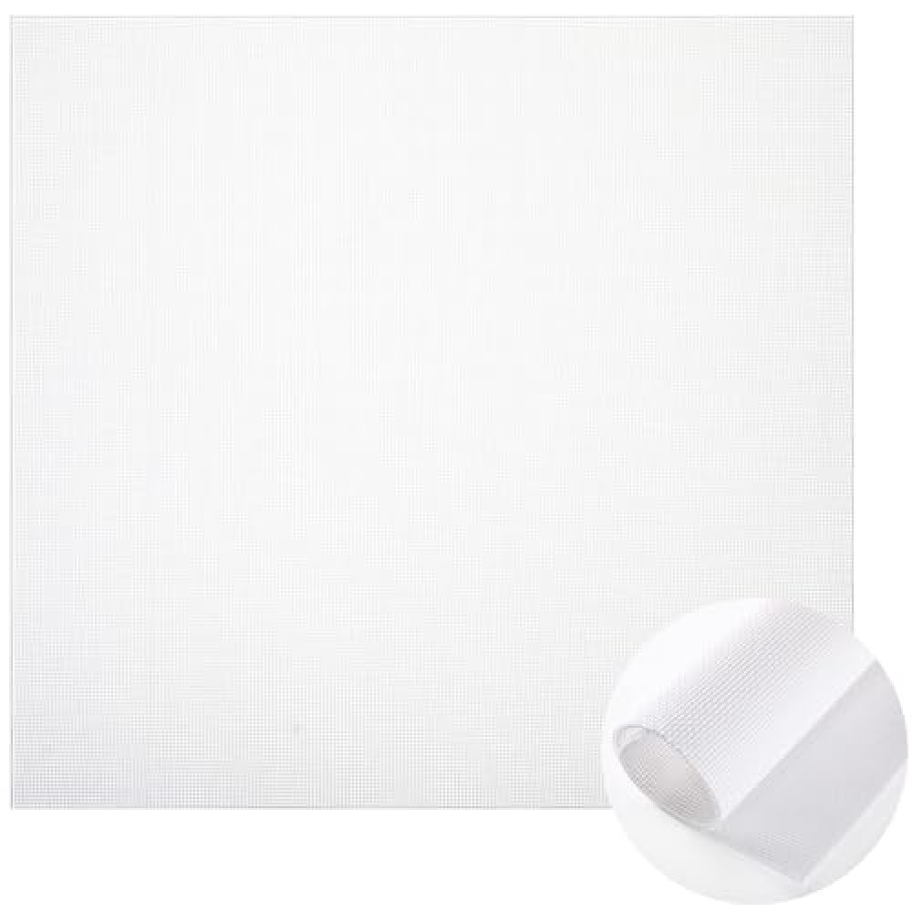 Knitgrip 2 Pack 20 x 18 Inch Needlepoint Canvas, 13 Mesh Blank White Canvas Pure Cotton Needlepoint Mesh Twist Interlock for Embroidery DIY Knit Crochet Projects Make Dividers