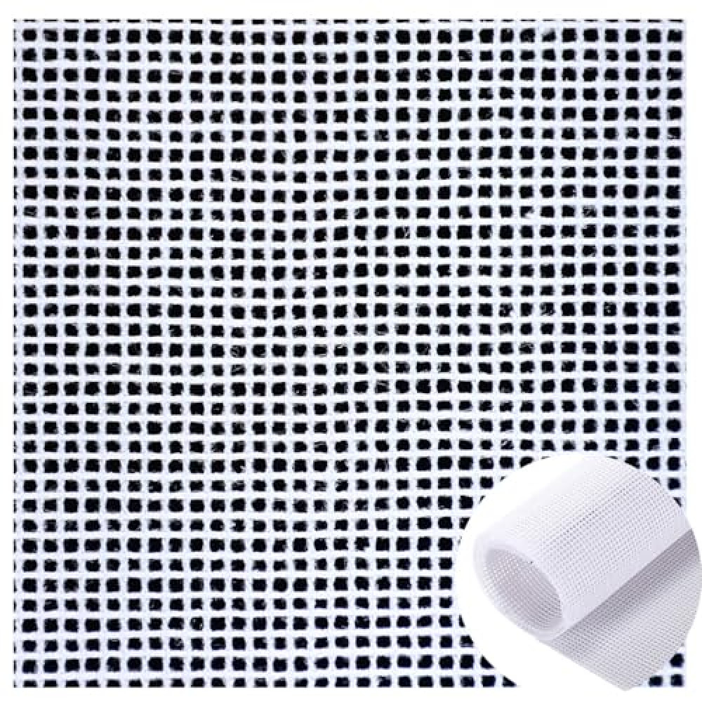 Knitgrip 2 Pcs 20 x 20 Inches Needlepoint Canvas 14 Mesh Blank White Canvas Polyester Cotton Twist Interlock for Embroidery, Knit Crochet Projects and Make Dividers
