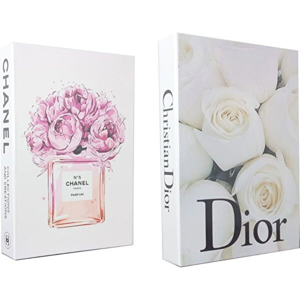 Knittingtr 2'li Dekoratif Kitap Görünümlü Kutu No5 Chanel & Dior Beyaz Gül Temalı Eşya Saklama Kutusu Fiyatı