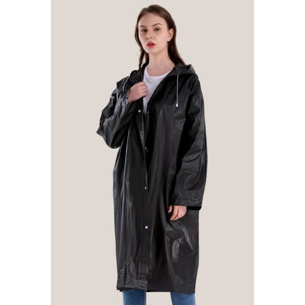 Knittingtr Kadın Erkek Yağmurluk Kapüşonlu Çıtçıtlı Eva Raincoat Siyah Yağmurluk Kadın Yağmurluk Fiyatı