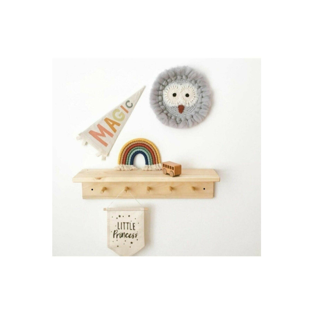 KNK DEKORASYON Ahşap Bebek Çocuk Odası Dekoratif Raflı Askilik 60x10x8cm Bebek-Çocuk Odası Fiyatı