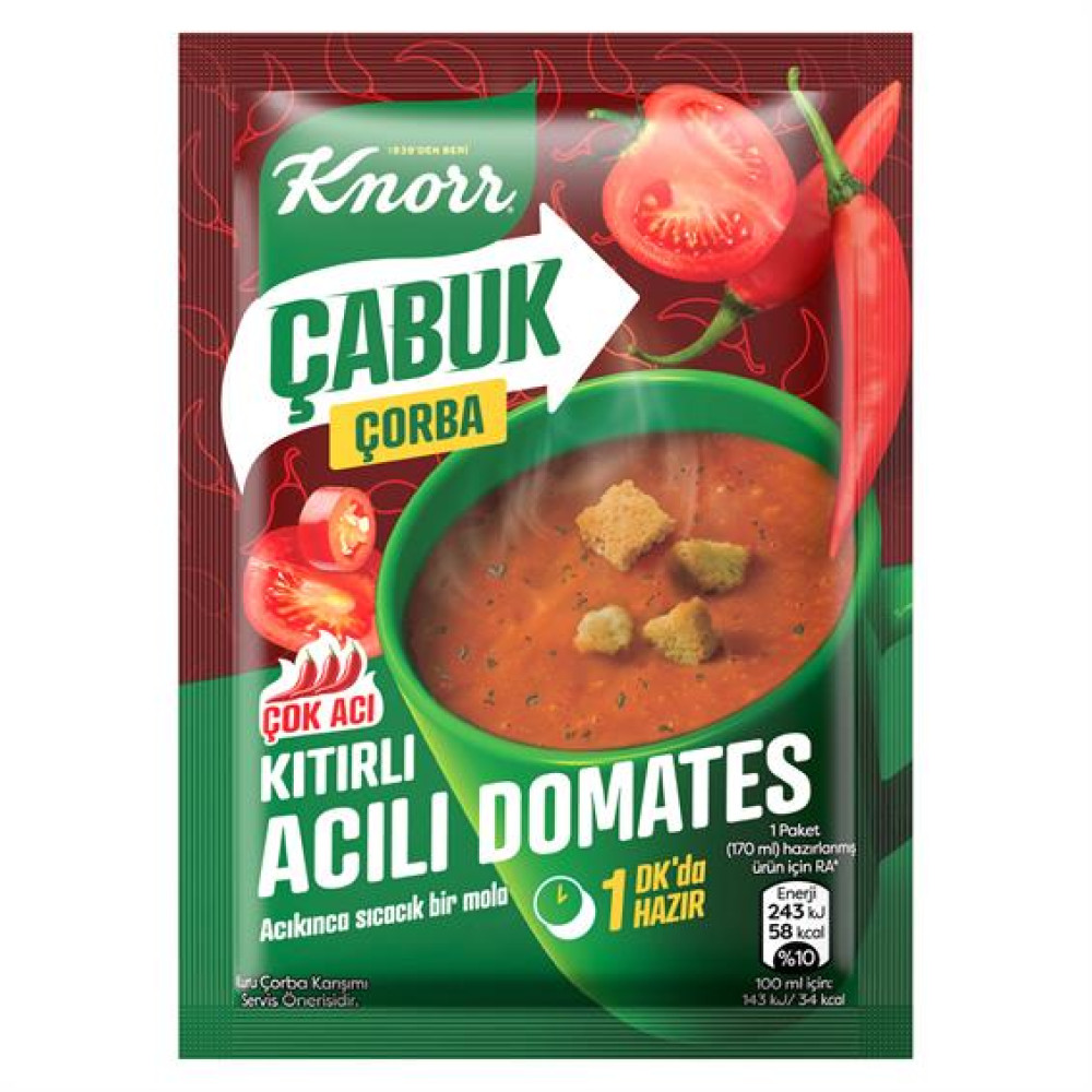 Knorr Acılı Domates Çabuk Çorbası 22 gr Hazır Çorba ve Bulyon Fiyatı