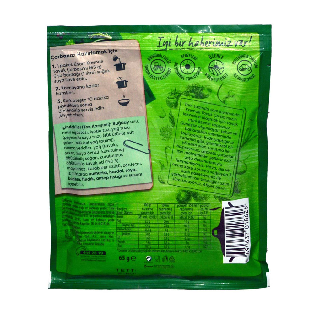 Knorr Çorba 65 gr 12'li Paket Kremalı Tavuk