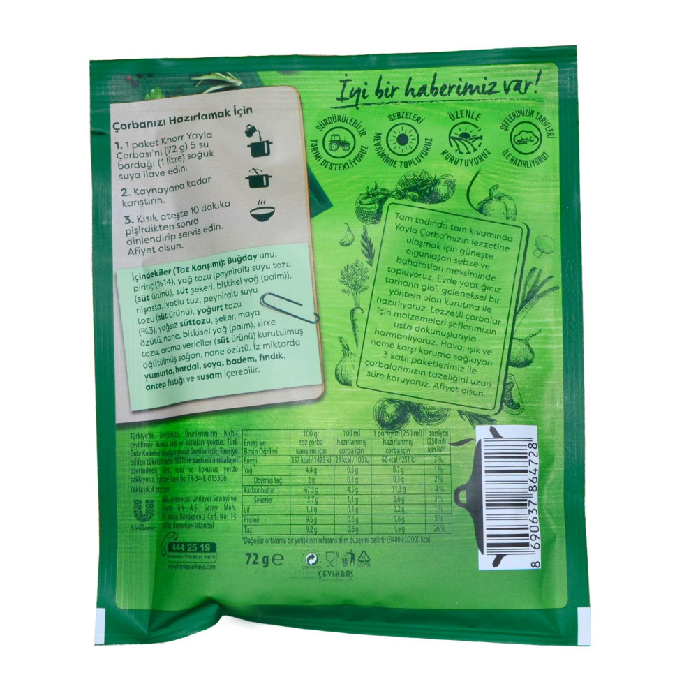 Knorr Çorba 72 gr 12'li Paket Yayla