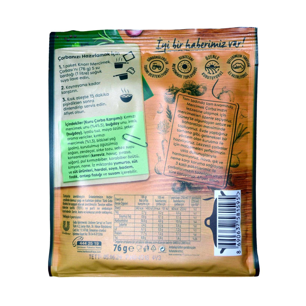 Knorr Çorba 76 gr 12'li Paket Mercimek