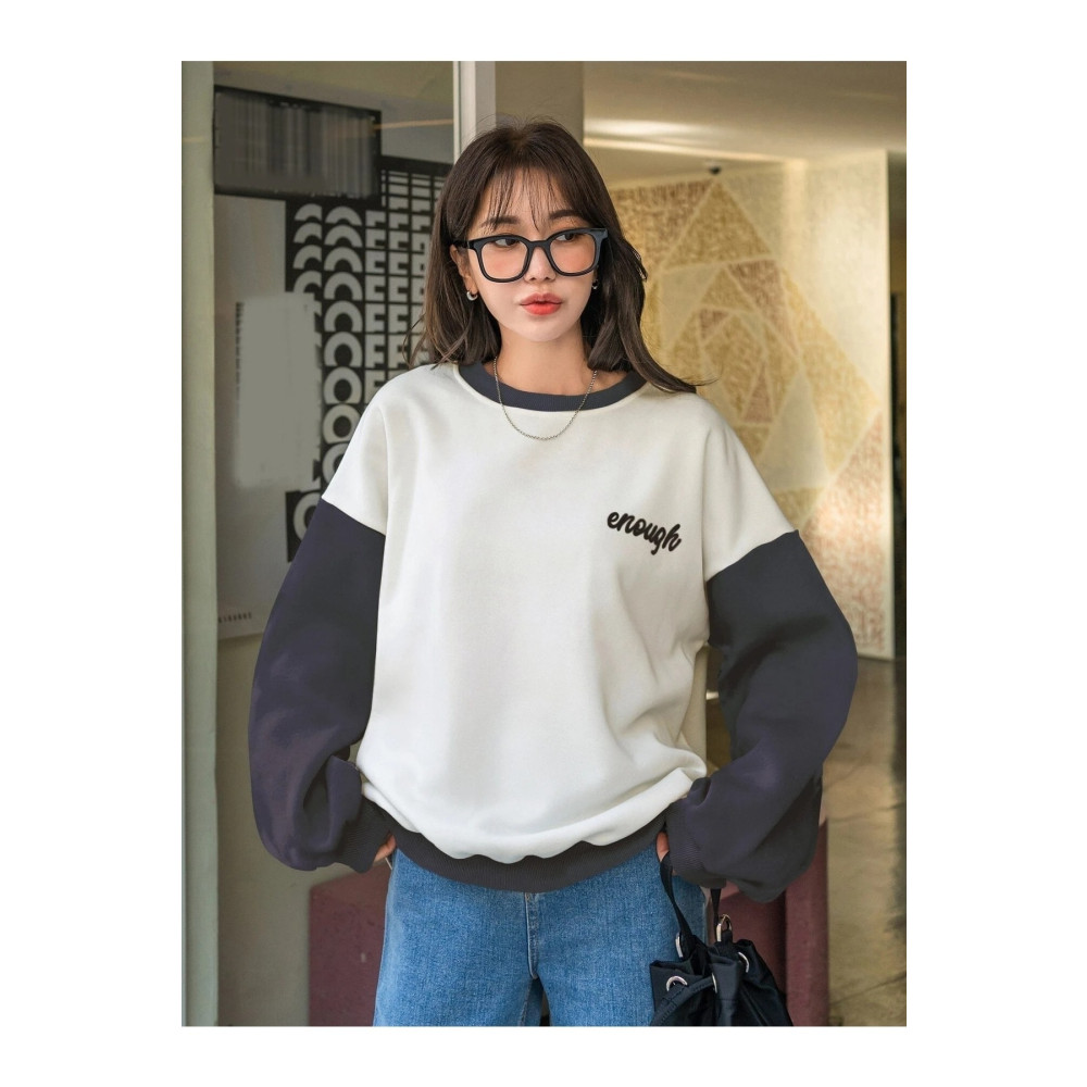 Know Kadın Beyaz Enough Baskılı Füme Kol Detay Oversize Sweatshirt L Beden Bayan Sweatshirt Fiyatı