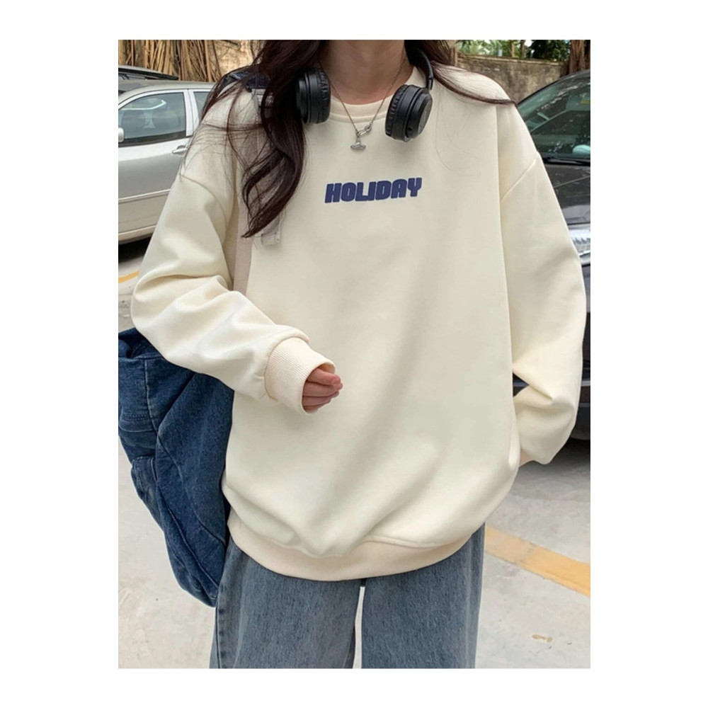 Know Kadın Ekru Holiday Baskılı Oversize Sweatshirt M Beden Bayan Sweatshirt Fiyatı