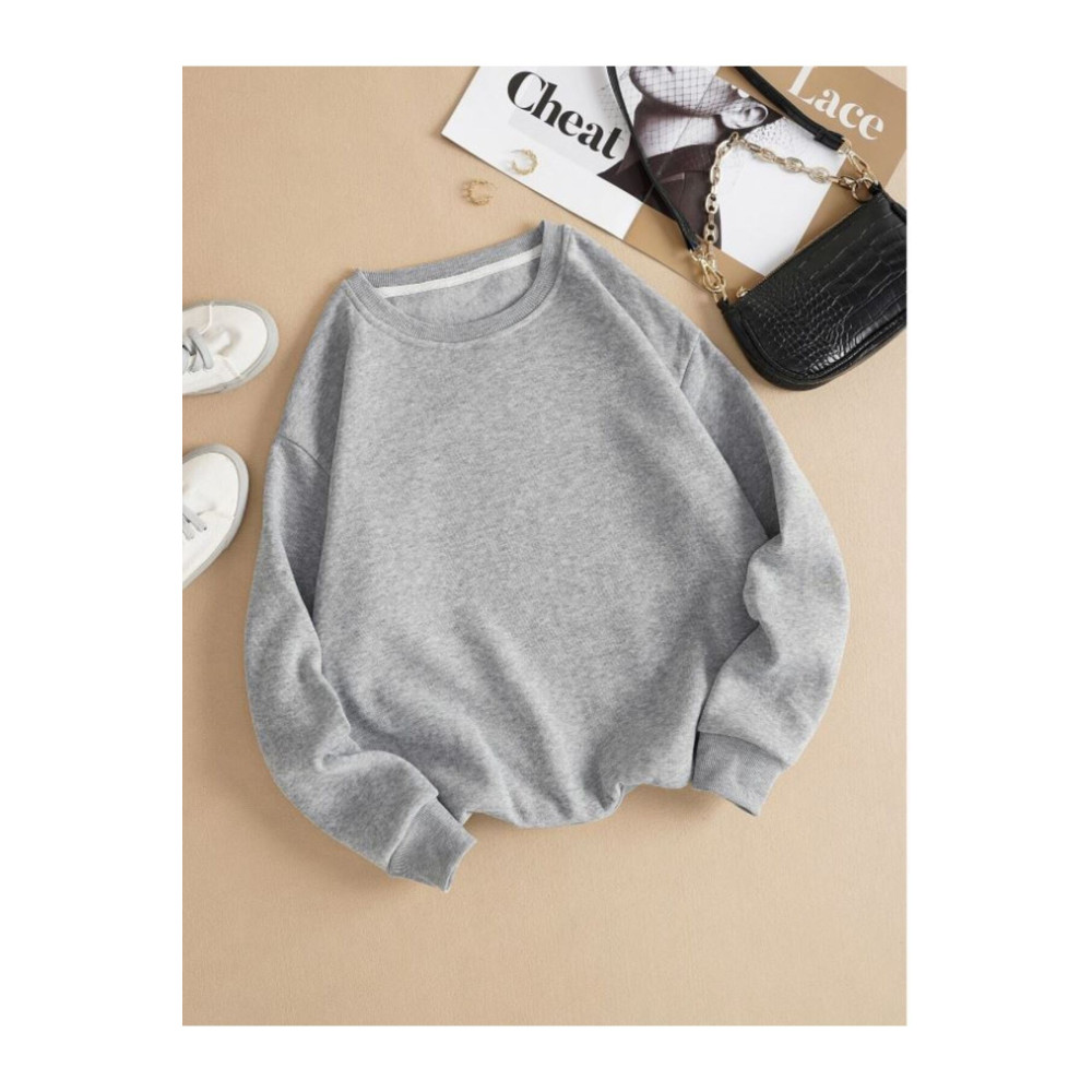 Know Kadın Gri Düz Bisiklet Yaka Sweatshirt S Beden Bayan Sweatshirt Fiyatı