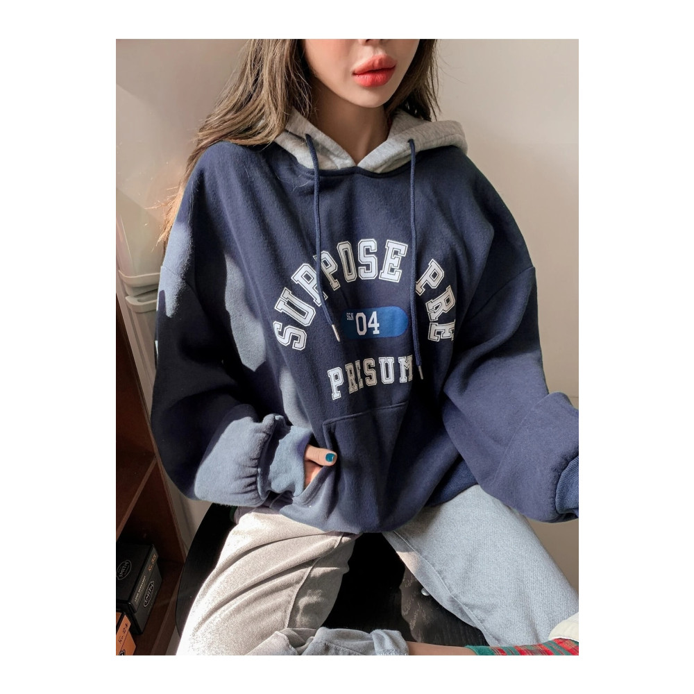 Know Kadın Lacivert Suppose Baskılı Oversize Sweatshirt L Beden Bayan Sweatshirt Fiyatı