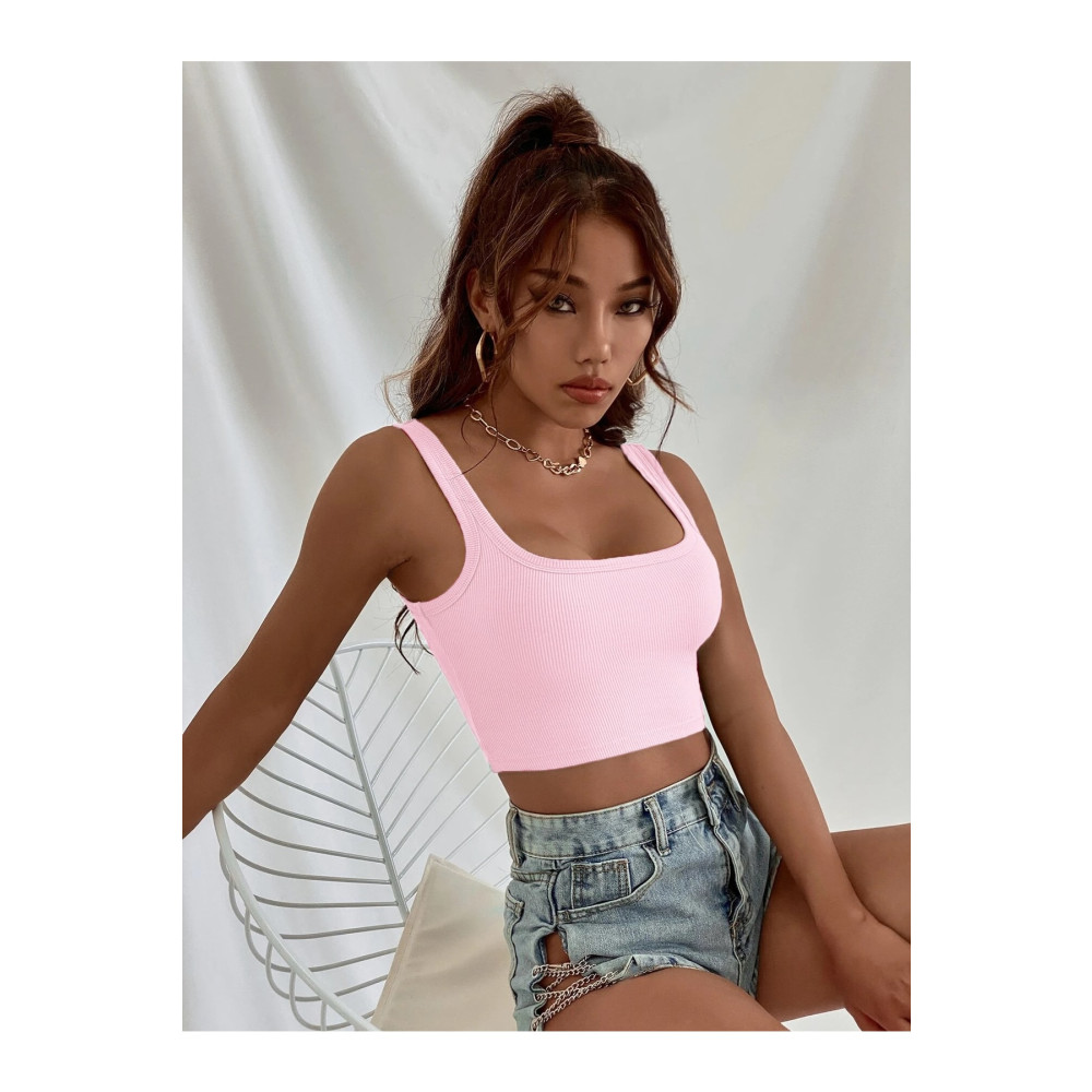 Know Kadın Pembe Askılı Crop Top Bluz XL Beden Bluz Fiyatı